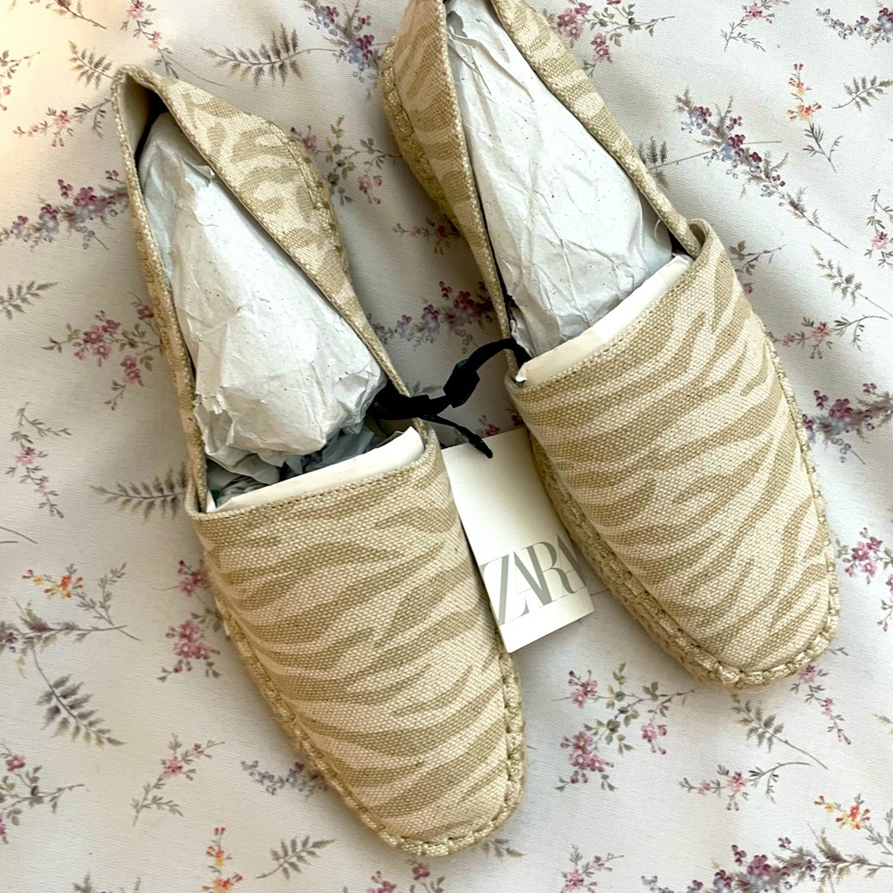 Zebra print espadrilles flats